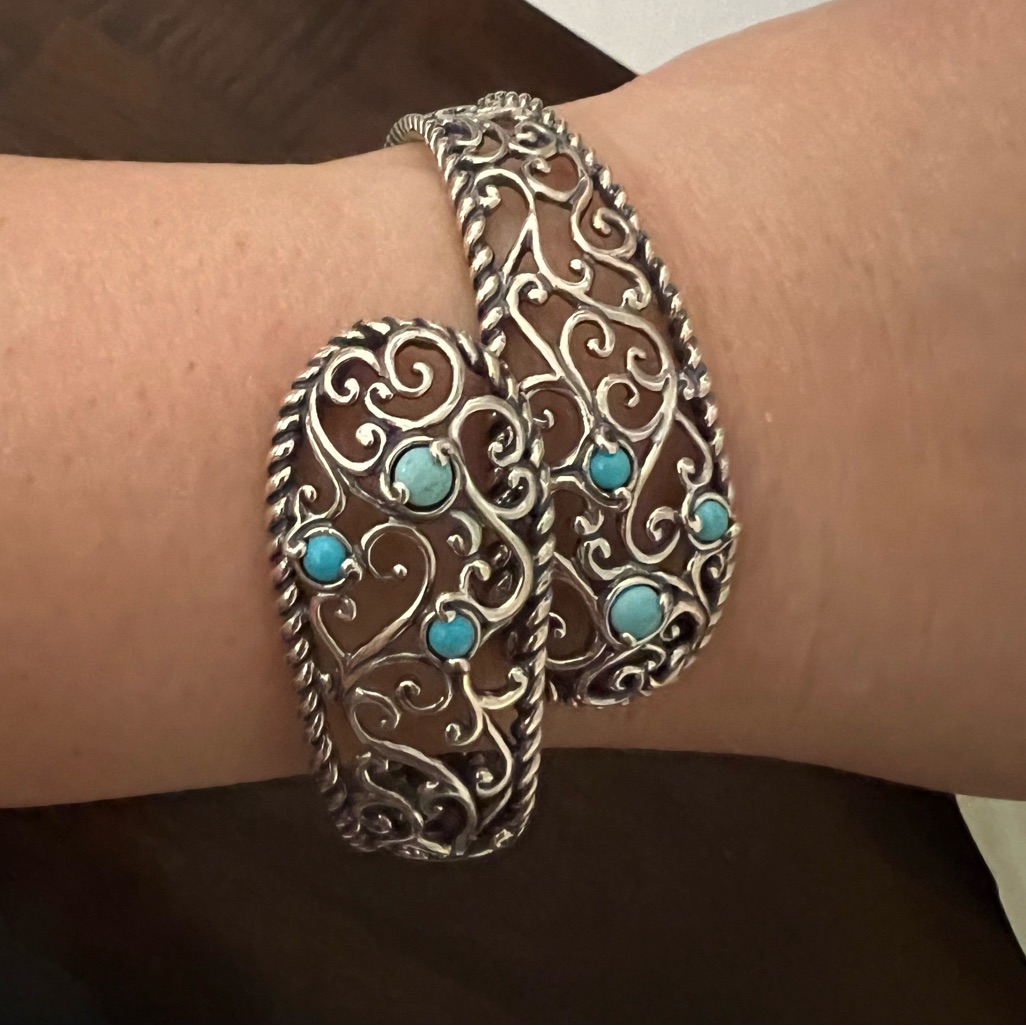 Carolyn Pollack Turquoise Sterling Silver 925 Hinge Cuff Bracelet 102$